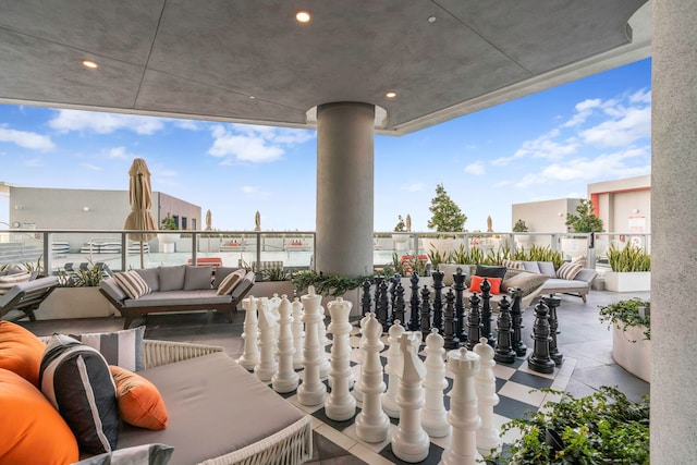 view of patio / terrace featuring a balcony