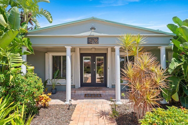 view of exterior entry with french doors