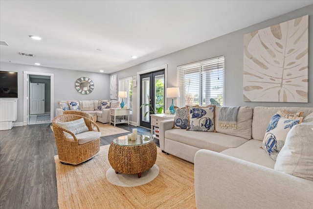 living room featuring light wood-type flooring