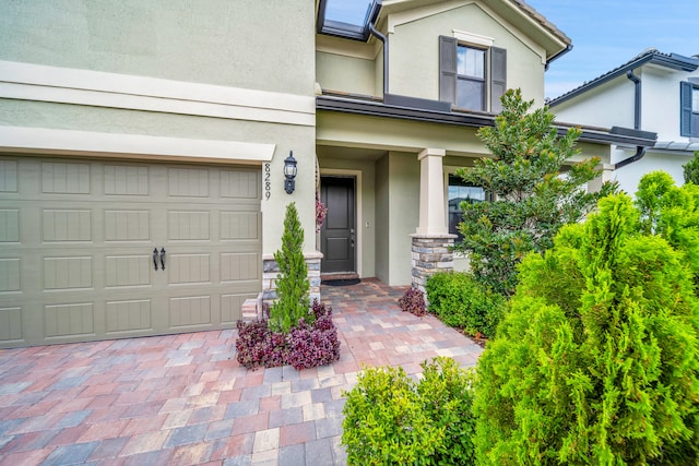 entrance to property with a garage