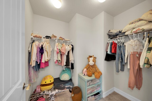 spacious closet with carpet