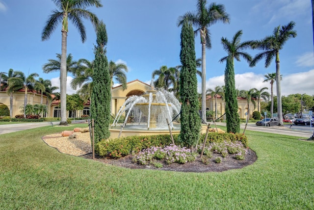 view of home's community with a lawn