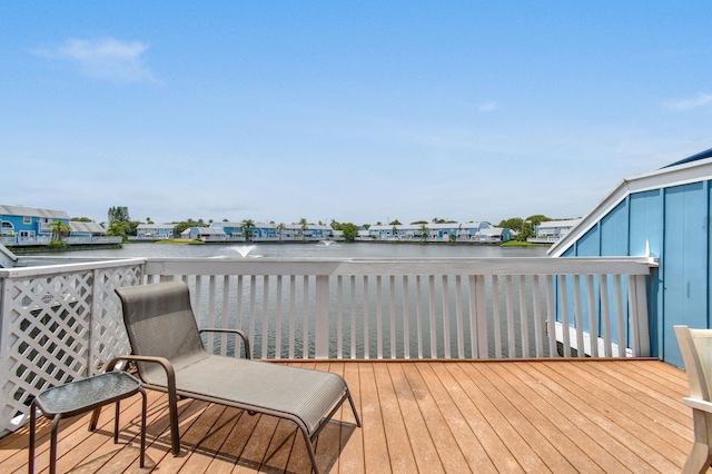 deck with a water view