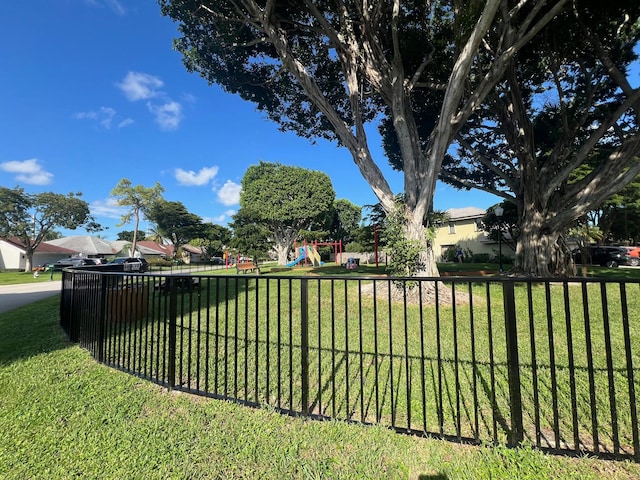 view of yard with a playground