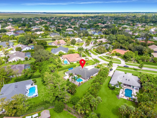 aerial view with a residential view