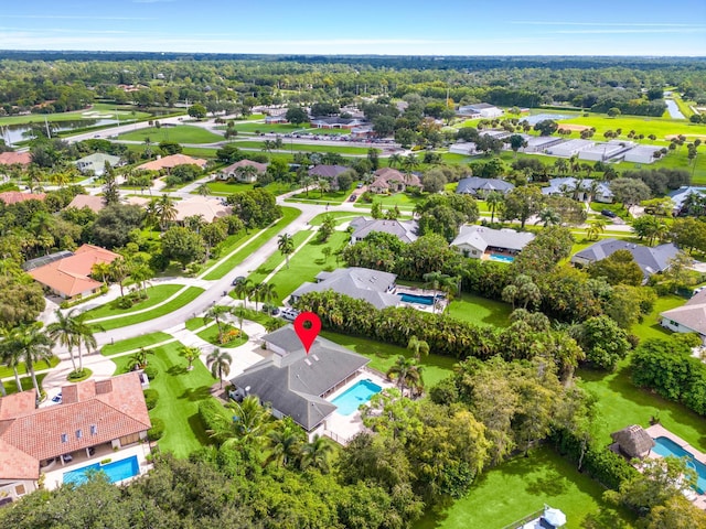 aerial view with a residential view