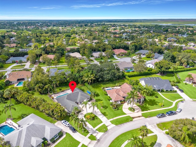 bird's eye view with a residential view