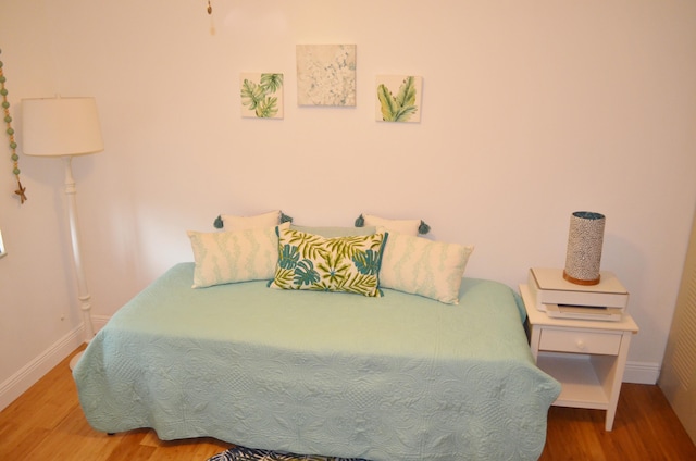 bedroom with hardwood / wood-style flooring