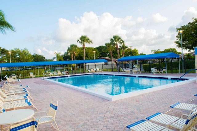 view of pool featuring a patio