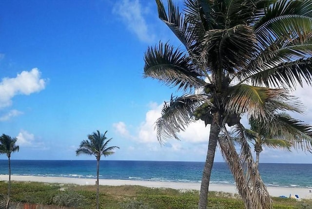 view of water feature featuring a view of the beach