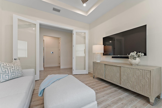 living room featuring light hardwood / wood-style flooring