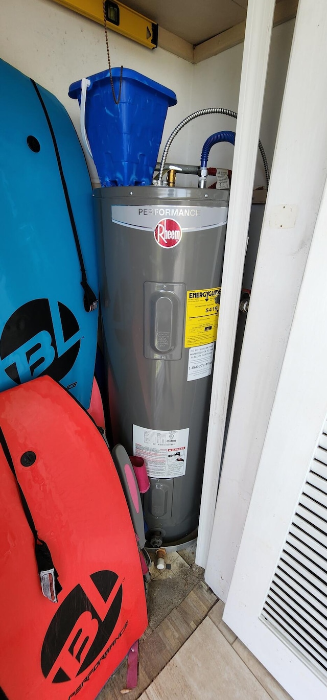 utility room with water heater