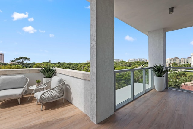 balcony with a view of city