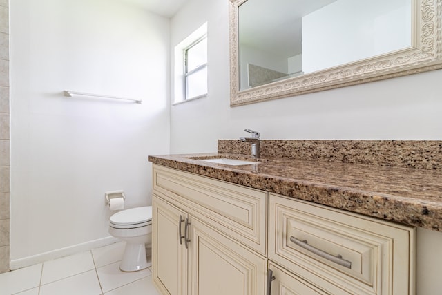 bathroom with tile patterned floors, toilet, and vanity