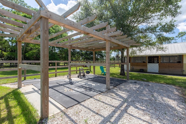 view of patio featuring a pergola