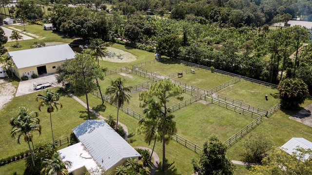 aerial view featuring a rural view