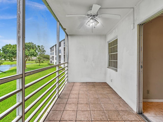 balcony with ceiling fan