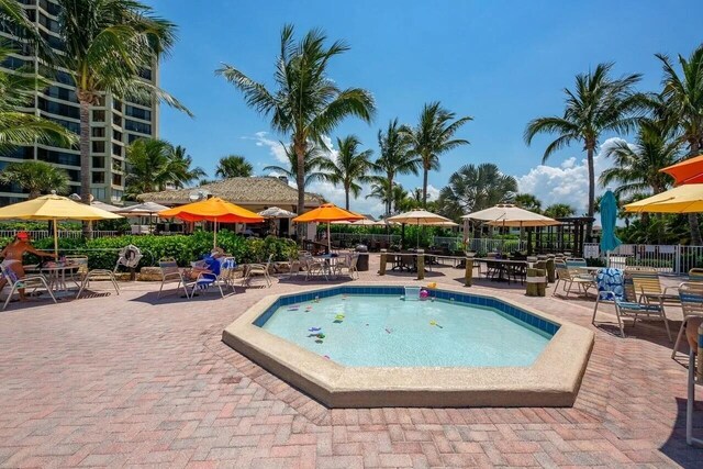 view of pool featuring a patio area