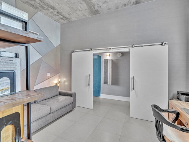 living area with light tile patterned floors