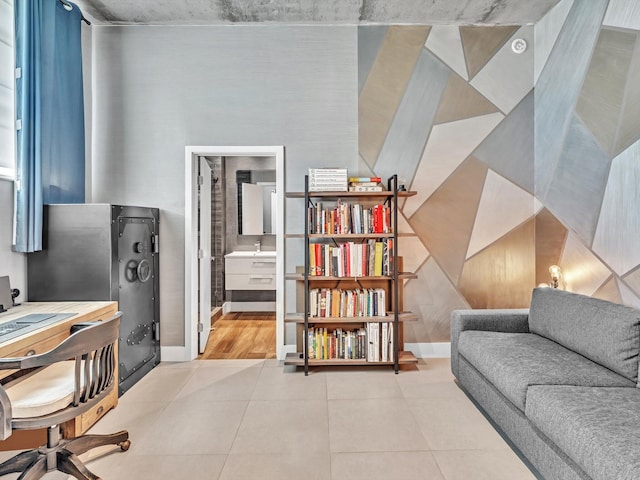 interior space with light tile patterned floors