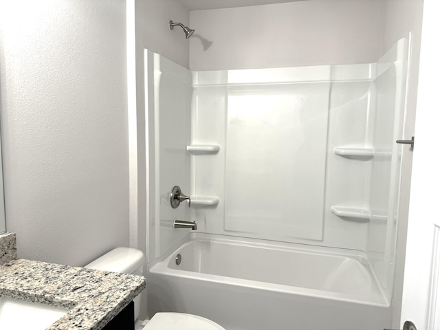 full bathroom with vanity, toilet, and tub / shower combination