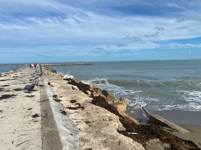 property view of water featuring a view of the beach