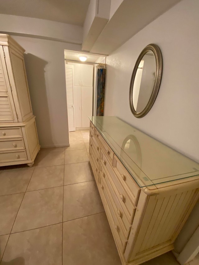 bathroom with vanity and tile patterned floors