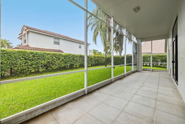 view of unfurnished sunroom