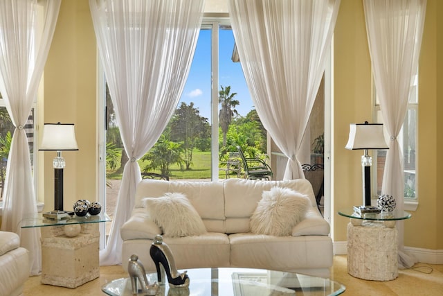 living room featuring carpet floors