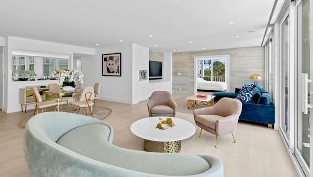 living room featuring light hardwood / wood-style floors