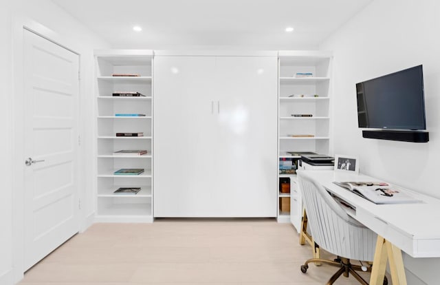 office space featuring light hardwood / wood-style flooring