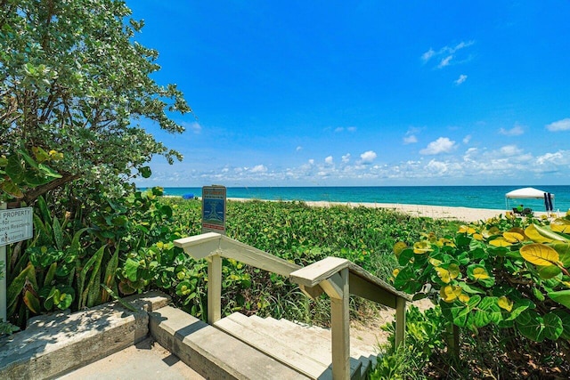 water view featuring a beach view