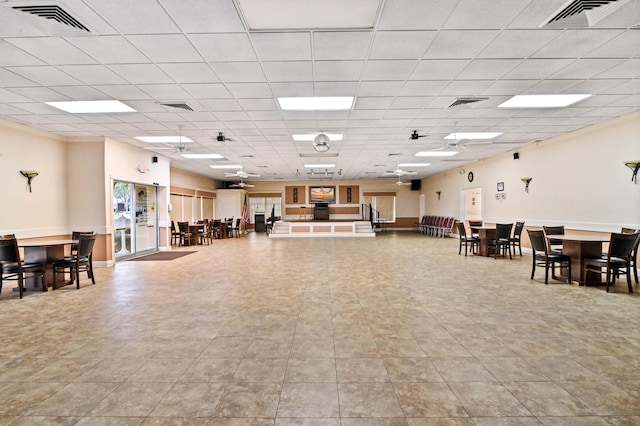 misc room featuring a paneled ceiling