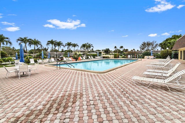 view of pool featuring a patio