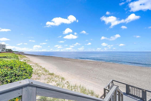 view of water feature featuring a view of the beach