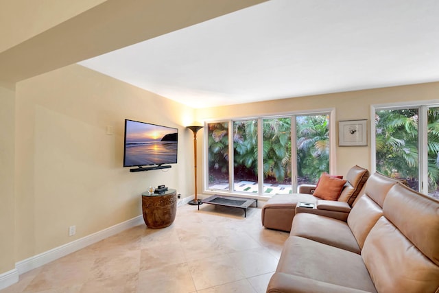 view of tiled living room