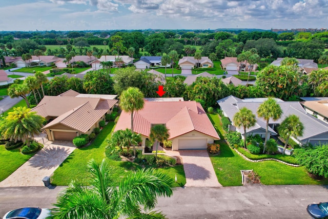 drone / aerial view with a residential view