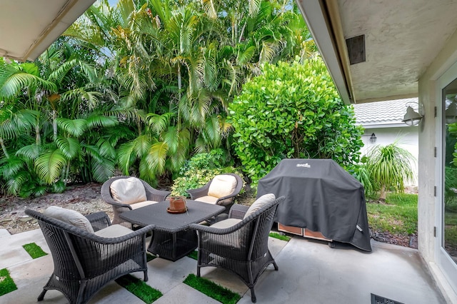 view of patio / terrace with a grill