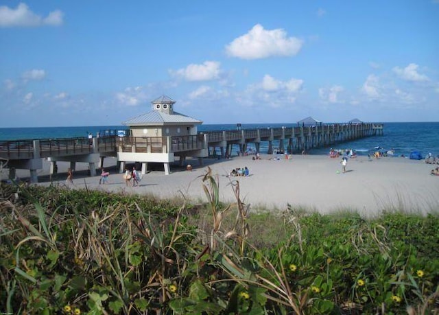 property view of water featuring a view of the beach