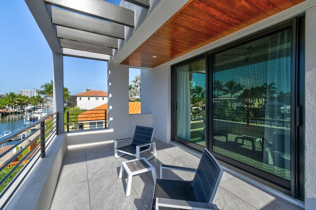 balcony with a water view