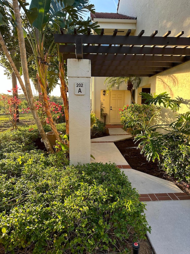 exterior space with a pergola