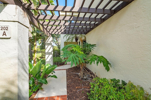 exterior space featuring a pergola