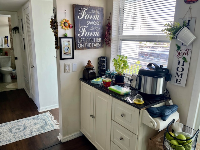 interior space with dark hardwood / wood-style flooring