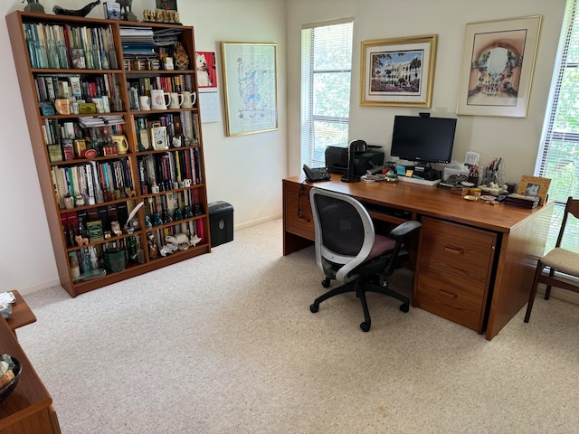 carpeted office featuring a healthy amount of sunlight