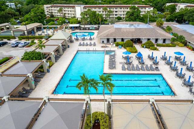 view of swimming pool with a patio area