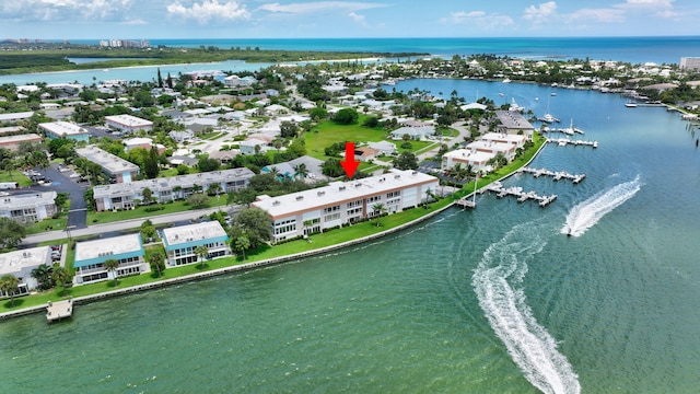 bird's eye view featuring a water view