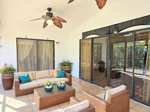 2450 Riviera Dr, Delray Beach, FL 33445 - view of patio with an outdoor hangout area and a ceiling fan
