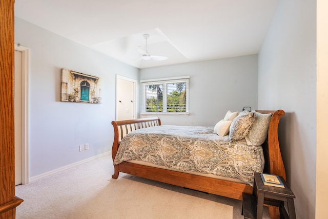 bedroom featuring carpet flooring and ceiling fan