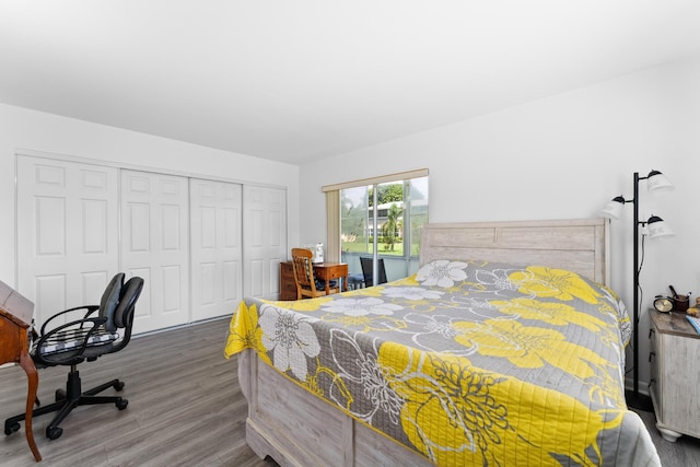 bedroom featuring a closet and hardwood / wood-style floors