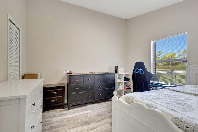 bedroom featuring light hardwood / wood-style flooring